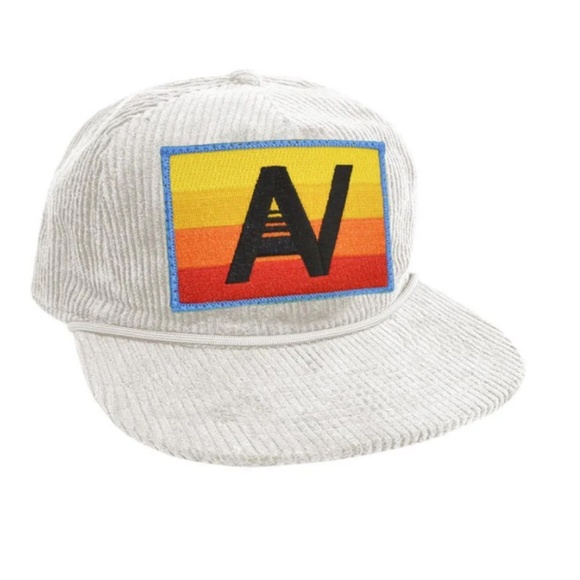 Aviator Nation Logo Rainbow Vintage White Corduroy Trucker Hat Snapback Cap - Picture 1 of 4